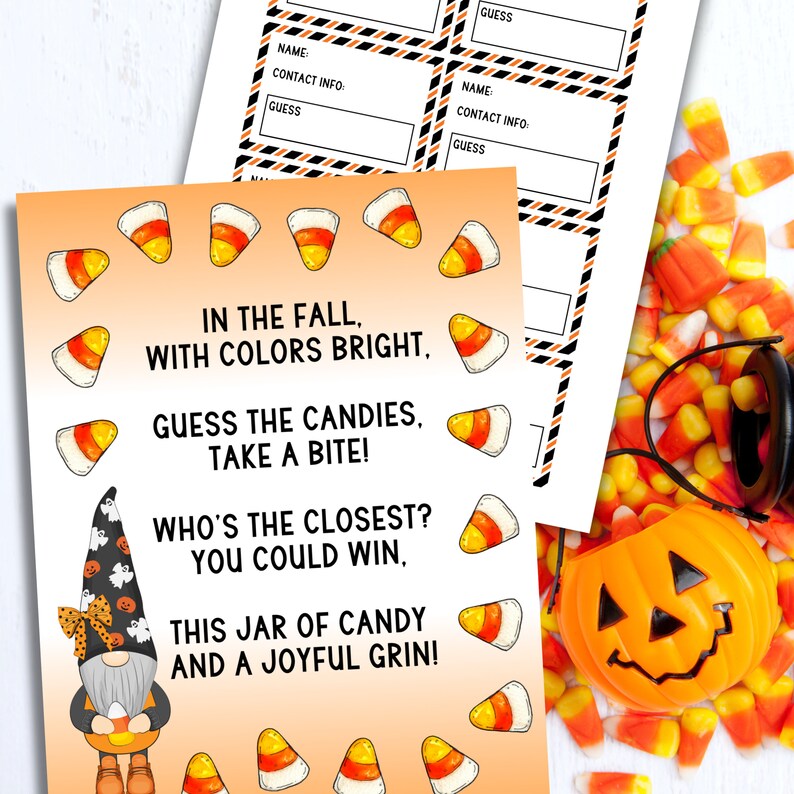 Candy Corn Guessing Game Printable Set Instant Download PDF - Etsy