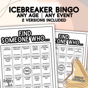 Finden Sie einen Gast Icebreaker Bingo, Mix and Mingle Gesprächsstarter, Klassenzimmer oder Büro Team Building Aktivität | 2 Versionen Druckbares PDF