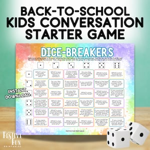 Lustige Würfel-Eisbrecher Zurück zu Schulaktivität, Roll-The-Dice-Gesprächsstarteraufführungen, erster Tag im Klassenzimmer zum Kennenlernen für Kinder