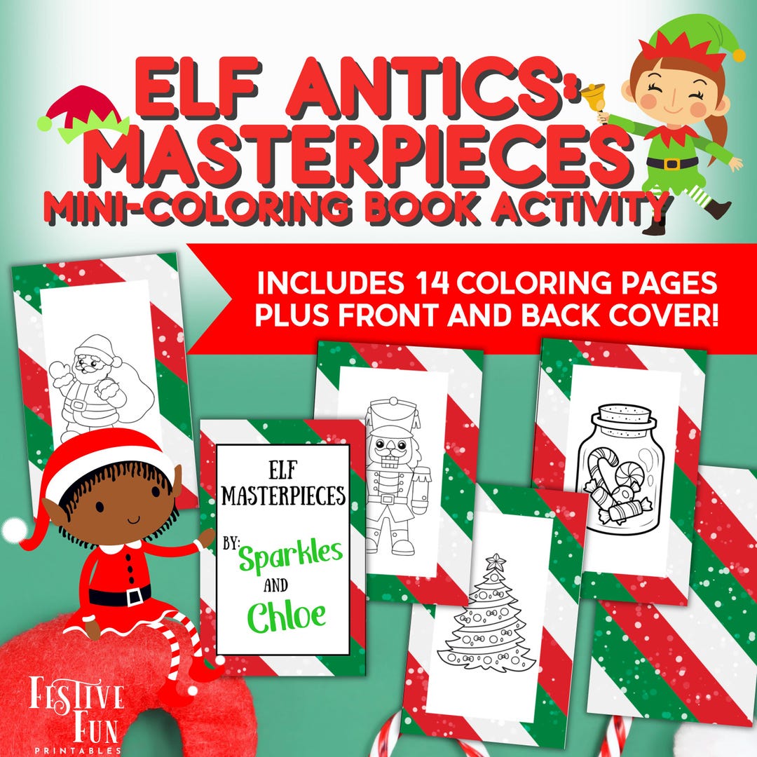Elf Masterpieces Mini Coloring Book Activity, Christmas Santa's Helper