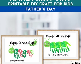 Happy Father's Day Love Bug handafdruk knutselen voor kinderen, afdrukbare DIY vingerafdruk kunst cadeau voor papa van broers en zussen