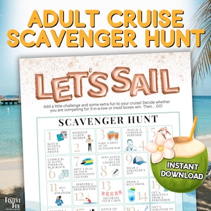 Cruise Bar Crawl Bingo, Pub Crawl Scavenger Hunt, 21+ Adult Printable Drinking Game, Cruise Ship Bar Hopping Printable, Adult Family Trip