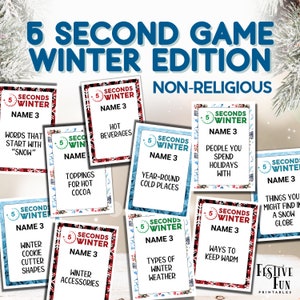 Winter 5 Sekunden Spiel druckbare, nicht Feiertage, nicht konfessionelle fünf Sekunden zum schnellen Denken Herunterladbare Partykarten PDF