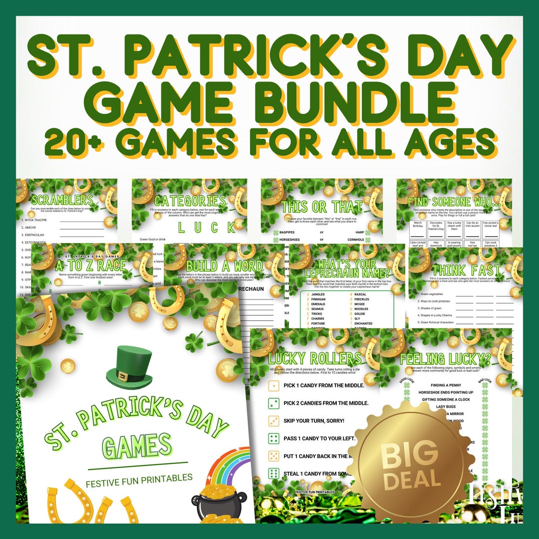 St. Patricks Day Game Bundle, St Paddys Trivia Game Activities ...
