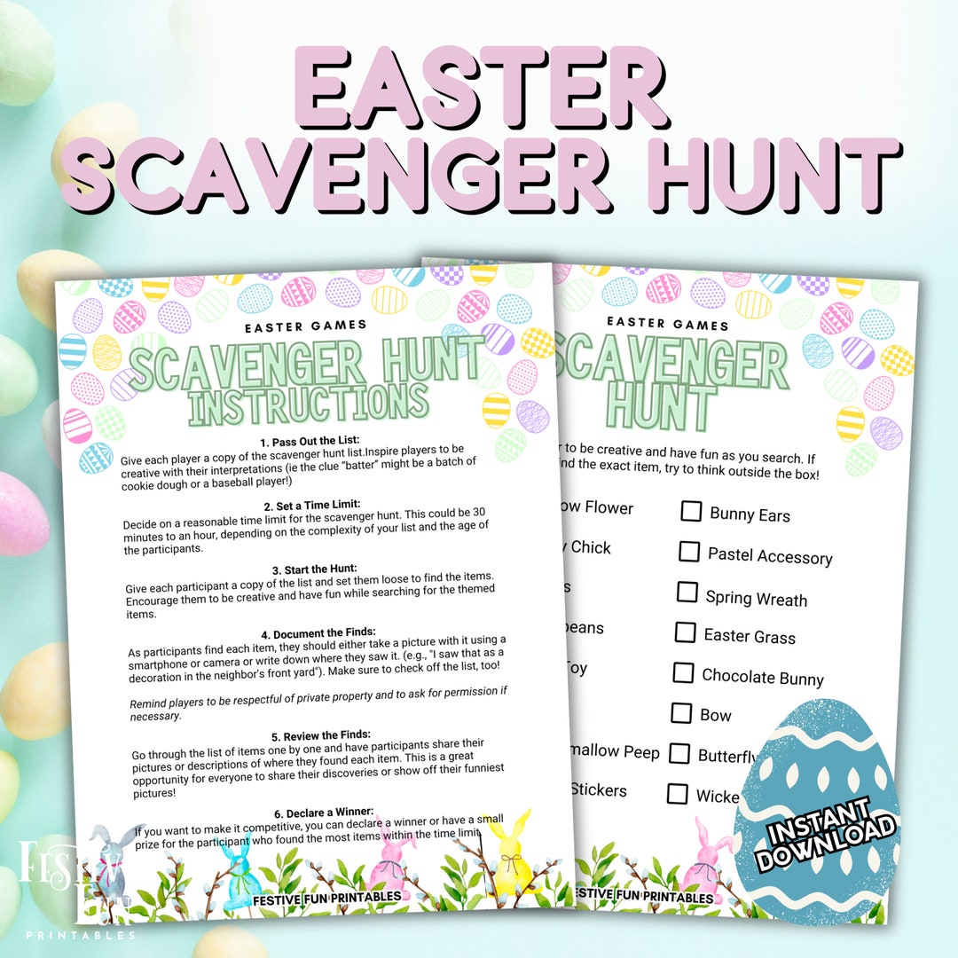 Easter Scavenger Hunt for Kids, Instant Download Printable Game PDF - Etsy