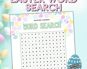 Easter Word Search Printable Game for All Ages, Spring Easter Basket Activity for Kids, Fun Tabletop Educational Seasonal Word Puzzle