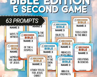 Bible 5 Second Game Printable Game for All Ages, Instant Download Game PDF