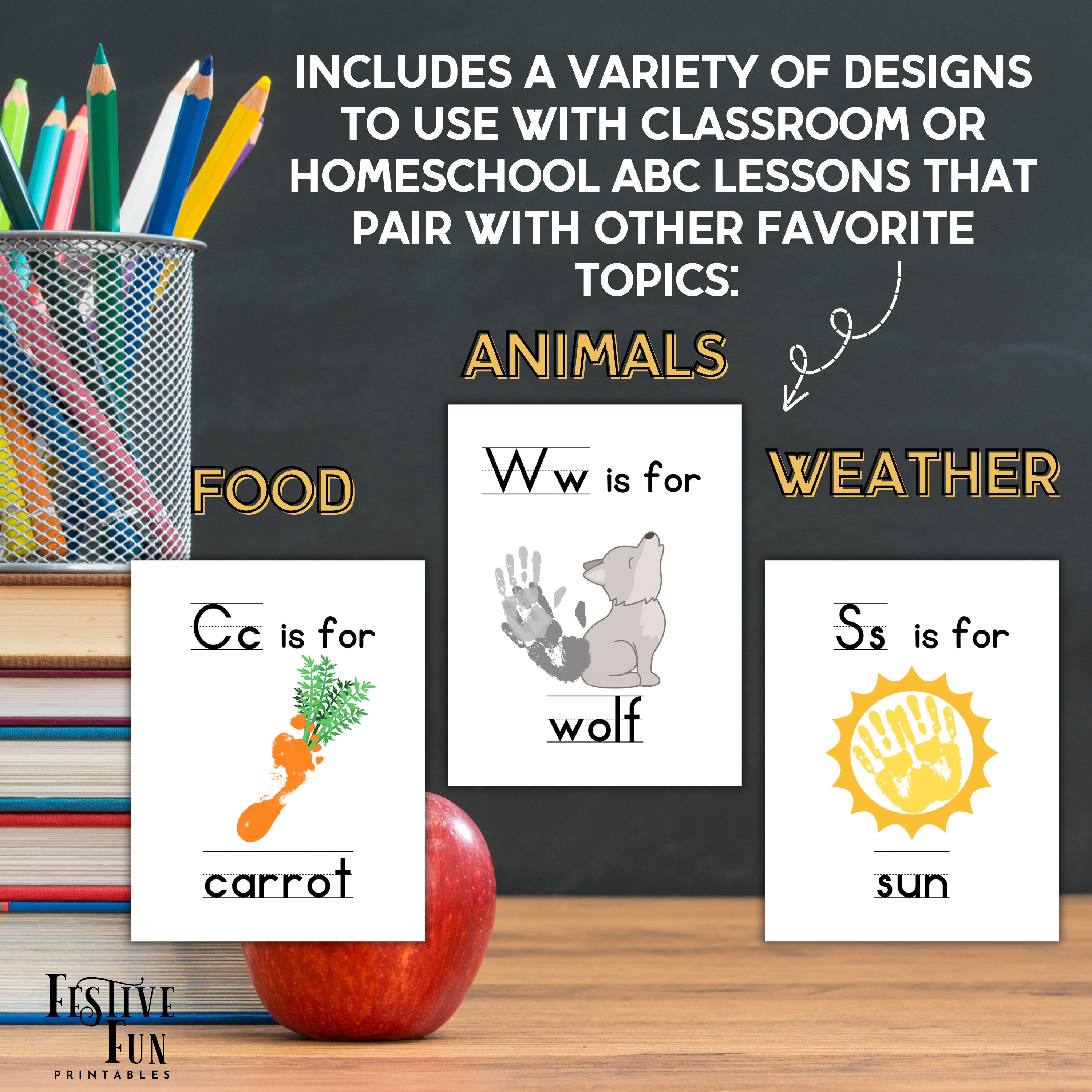 My First ABC Handprint Art Alphabet Book, Printable Finger Painting ...
