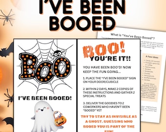 You've Been Booed Office Printable Boo Basket Game, Surprise Coworker Halloween Gifts with Sign and Instructions, Fun Holiday Team Builder