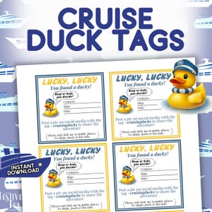 Cruise Duck Tags, Printable Cruise Ship Rubber Duck Hiding Game, Instant Download Ducky Tags for Family Cruise Scavenger Hunt Cruise Game