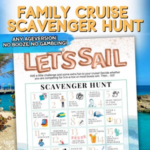 Family Cruise Scavenger Hunt Bingo, Kids Teens and Adult Cruise Ship Adventure Game, Printable Cruise Activity, Family Reunion Boat Vacation