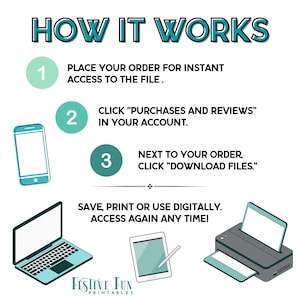 How to use instant download, digital and printable games and activities purchased from Festive Fun Printables.