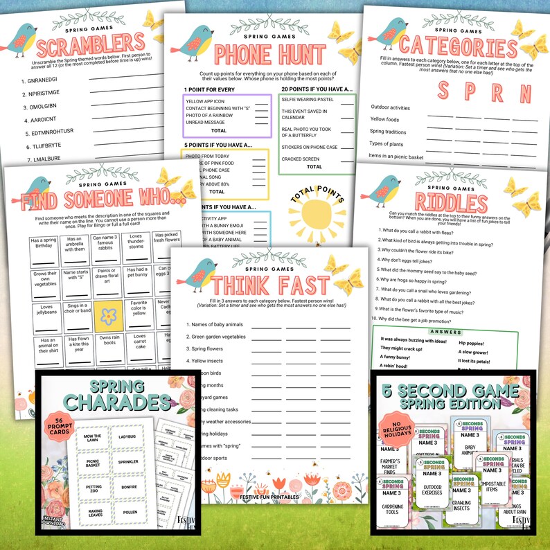 Ice Breaker For Spring Spring Seasonal Games Bundle Printable, Spring Trivia Icebreaker Group ...