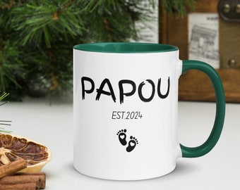 Tazas de café Papou Yiayia / Anuncio de bebé griego / Taza Est.2024