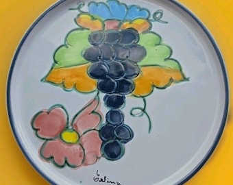 Plato para quesos vintage HIMARK Celina Portugal de 27,4 cm (10,8 pulgadas) pintado a mano en terracota