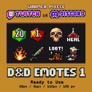 Emoticonos de D&D en pixel art (conjunto 1) - Twitch/Discord