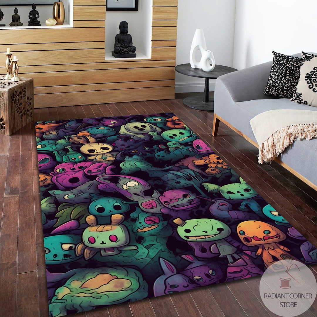 Spooky Halloween Mask Rug Halloween Theme Rug Halloween Etsy