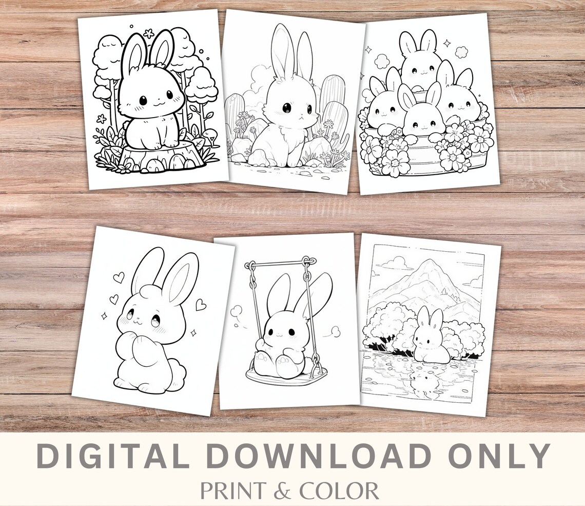 Cute Bunny Coloring Pages for Kids, Bunny Coloring Pages Printable ...
