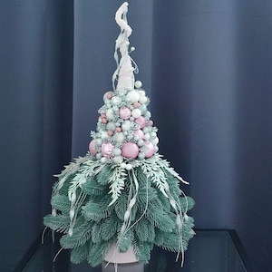 Christmas tree tabletop, Pink Mini christmas tree ,Decoration tabletop xmas tree, Elegant Christmas centerpiece