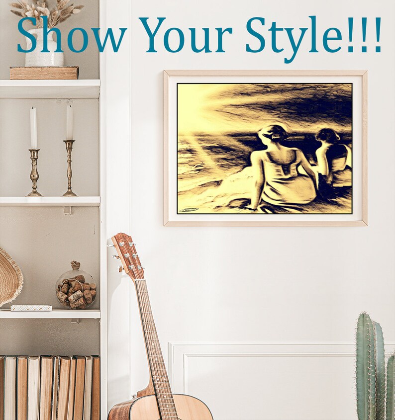 Vintage Coastal Beach Print. Cream Colored Wall Art Female Etsy