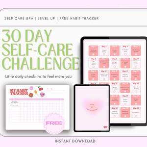 30 Day Self-Care Challenge: Digital Planner Workbook (PDF + Habit Tracker)