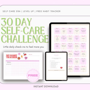 30 Day Self-Care Challenge Workbook: Self-Improvement Guide (Digital Download)