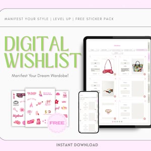 Ästhetischer digitaler Wunsch-Planer, digitale Einkaufsliste, minimalistischer Wunsch-Planer, meine Wunsch-Wunschliste, meine Wunsch-Wunschliste online, druckbare Wunsch-Wunschliste