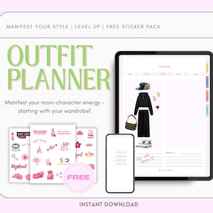 Digital Outfit Planner with Wardrobe Vault, Aesthetic Daily Lookbook, Outfit Tracker and Dream Closet Wishlist, Digital Style Organiser