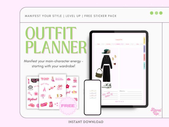 Digital Outfit Planner with Wardrobe Vault, Aesthetic Daily Lookbook, Outfit Tracker and Dream Closet Wishlist, Digital Style Organiser