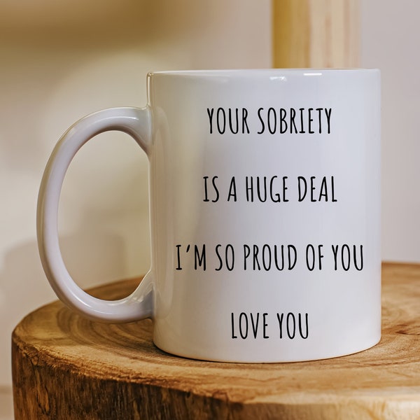 Sobriety Coffee Mug, Gift Ideas for Recovering Alcoholic, Loving Sobriety Novelty Cup for Men or Women, Alcoholic Gift