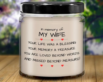 Memorial Gifts, Loss of Wife Sympathy Candle, Sympathy Gift Loss of Wife, Condolence Gift, Bereavement Gifts, Loss of Wife Gift