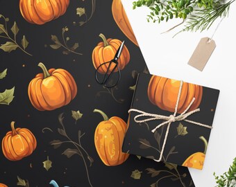 Autumn wrapping paper, Pumpkin wrapping paper, gift wrapping paper, Leaves wrapping paper, Helloween wrapping paper