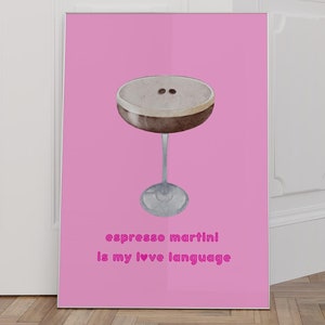 Espresso martini print cin cin print retro cocktail poster roze espresso martini poster keuken decor bar kar kunst aan de muur digitale download
