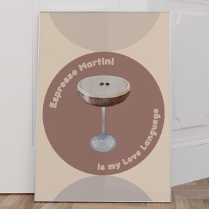 Cocktail poster Y2K decor preppy slaapzaal decor bar kar kunst leuke keuken muur kunst prepy espresso martini print esthetische kamer decor cadeau voor hem