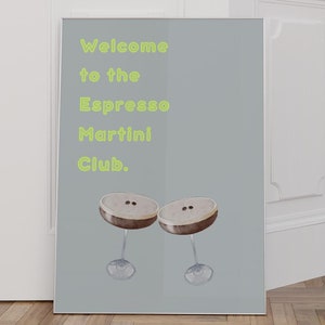 Housewarming cadeau voor hem espresso martini poster cocktail muur kunst keuken decor preppy slaapzaal decor bar kar print espresso martini kunst aan de muur