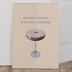 Leuke keuken muur kunst espresso martini poster Y2K poster preppy slaapzaal decor bar kar kunst girly kamer decor cocktail kunst digitale download