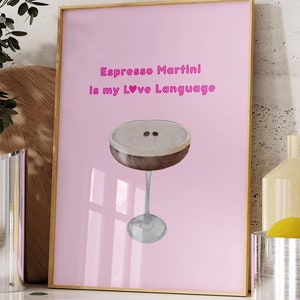 Bar winkelwagen muur kunst cocktail print espresso martini poster preppy kamer decor leuke keuken muur kunst girly kamer decor martini poster digitaal