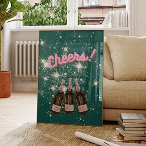 Cin Cin Print Vintage Cheers Poster Retro Champagne Poster Keuken Decor Bar Winkelwagen Print Cocktail Poster Champagne Problemen Afdrukbare WallArt