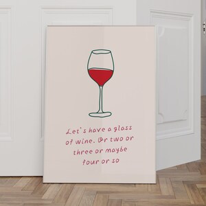 Wine Poster Wine Lover Gift Vintage Wine Poster Cin Cin Print Cheers Print Kitchen Decor Bar Cart Prints Red White Print Digital Download