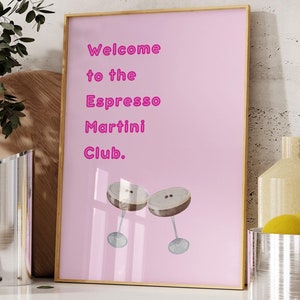 Girly kamer decor Bart Cart Art Espresso Martini Print Cocktail Poster Espresso Martini Lover Art Cheers Print Chin Chin Poster Digitaal