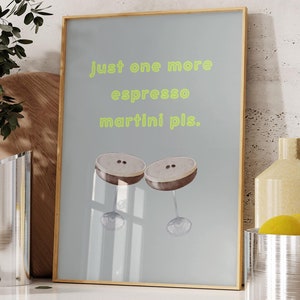 Espresso martini print leuke keuken muur kunst esthetische kamer decor preppy slaapzaal decor bar kar muur kunst cocktail cadeau voor hem digitale download