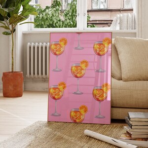 Aperol Spritz Print Aperol Spritz Poster Afdrukbare Wall Art Keuken Decor Bar Cart Prints Cocktail Poster Roze Kunst Cadeau voor haar cadeau voor hem