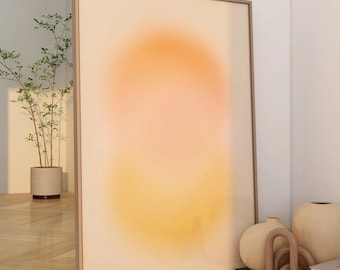 Leinwand: Aura Wall Art Orange, Dopamin Poster Yellow, Psychedelic Wall Art, Yellow Positive Energy Poster Dopamin Decor Gradient Art Yellow