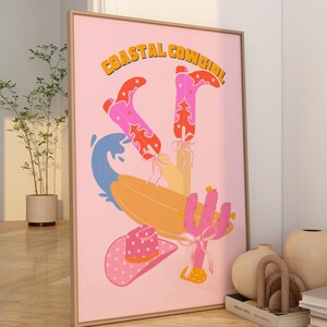 Coastal Cowgirl Wall Art Pink Girly Wall Art Coastal Cowgirl Decor Surf Poster Beach House Decor Preppy Posters Aesthetic Gift for Her