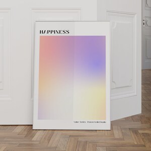 Auraposter paarse gradiënt aura print Happy Lucky You poster spirituele muurkunst Y2K decor psychedelische poster cadeau voor haar digitale download