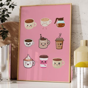 Espresso Wand Kunst Kaffee Station Poster Retro Kaffee Drucke Lustige Küche Dekor Geschenk für Kaffeeliebhaber Niedliche Küche Dekor Digital Download