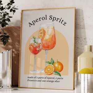 Aperol Spritz Drink Art Bar Cart Prints Cocktail Wall Decor Home Bar Prints Cocktail Wall Art Printable Housewarming Gift Digital Download