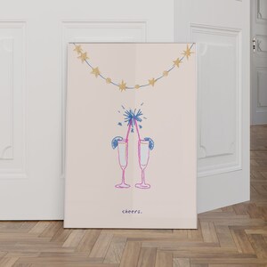 Cin Cin Print Cheers Print Cheers Drawing Printable Wall Art Kitchen Decor Bar Cart Art Cocktail Poster Champagne Poster Digital Download