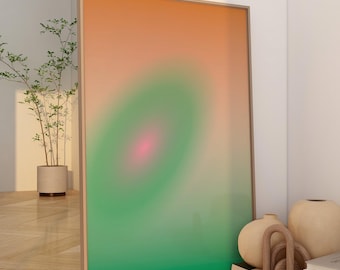 Gradient Poster Green Orange, Psychedelic Home Decor, Aura Print, Dopamin Poster Spark