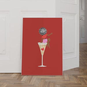 Champagne Wall Art Trendy Retro Cocktail Print Cocktail Poster Housewarming Gift Printable Wall Art Kitchen Decor Trendy Bar Cart Prints